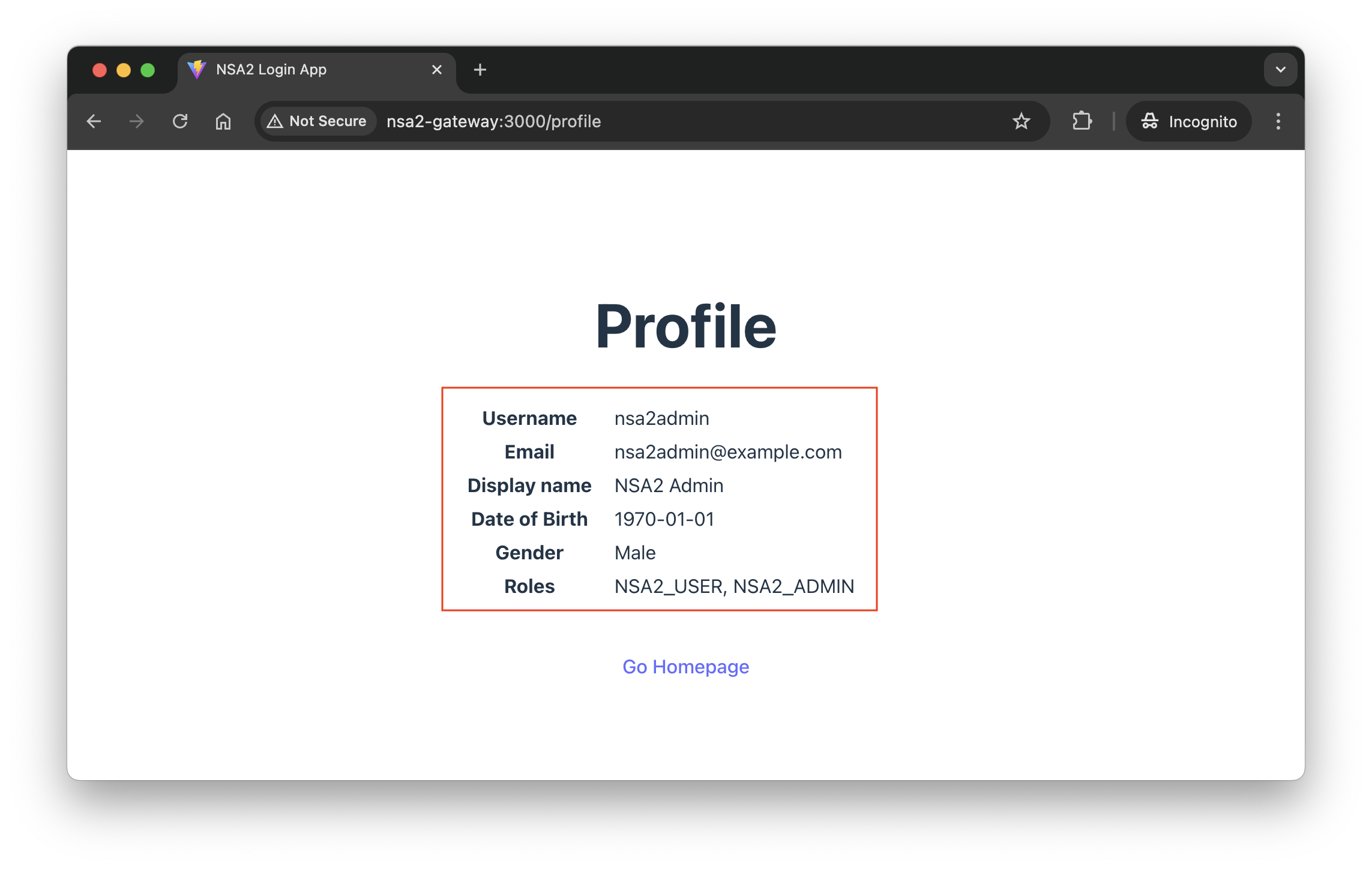 React Profile Page