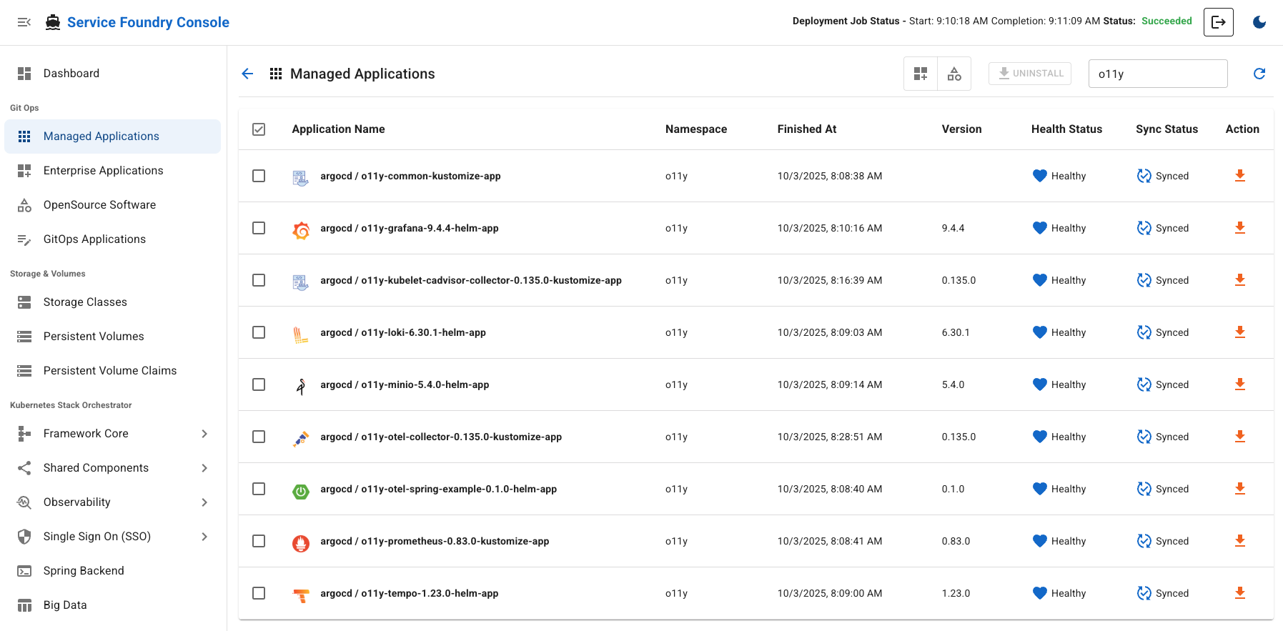 console managed apps o11y
