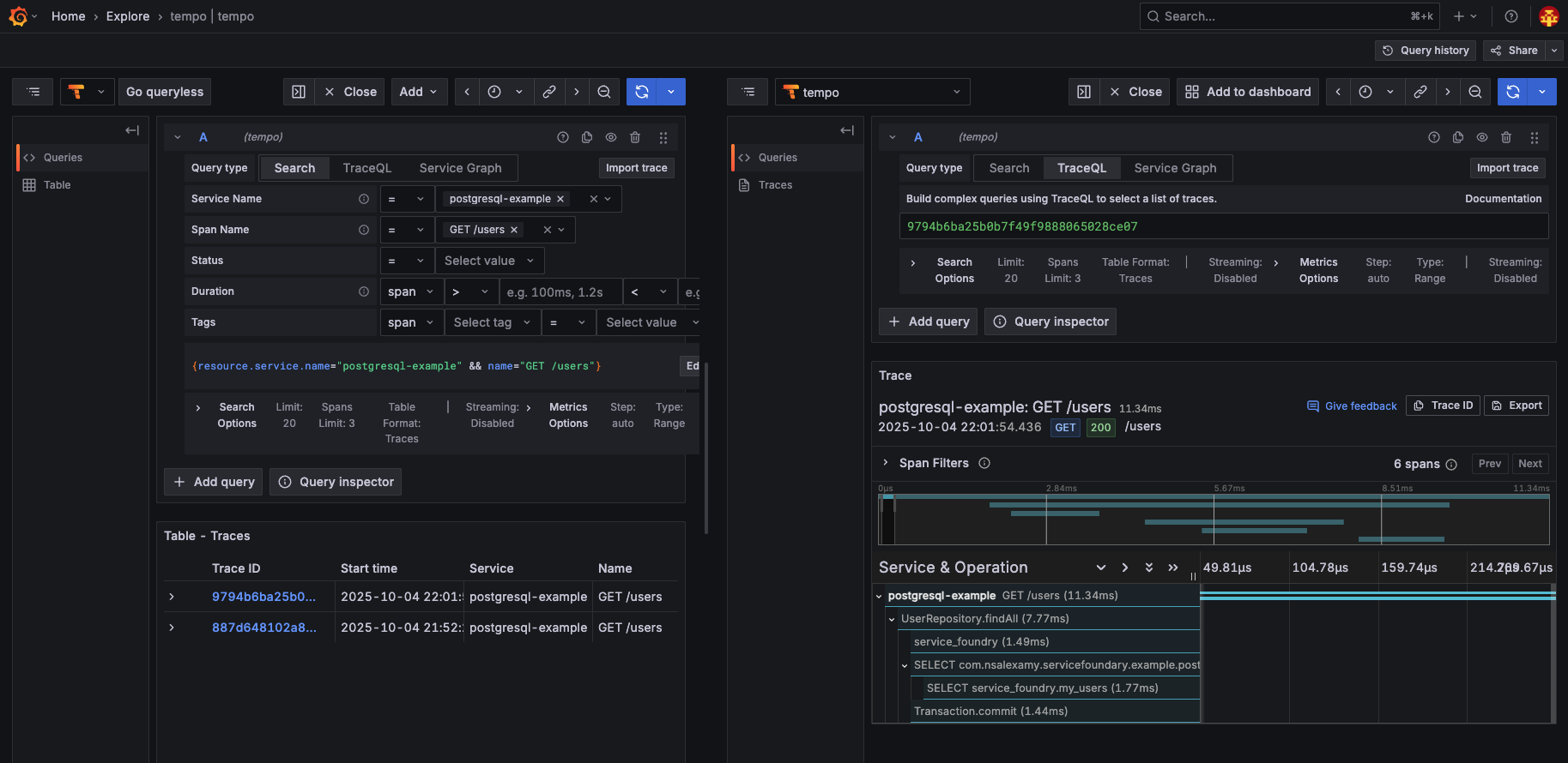 grafana tempo search