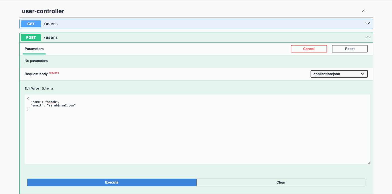 swagger ui create user