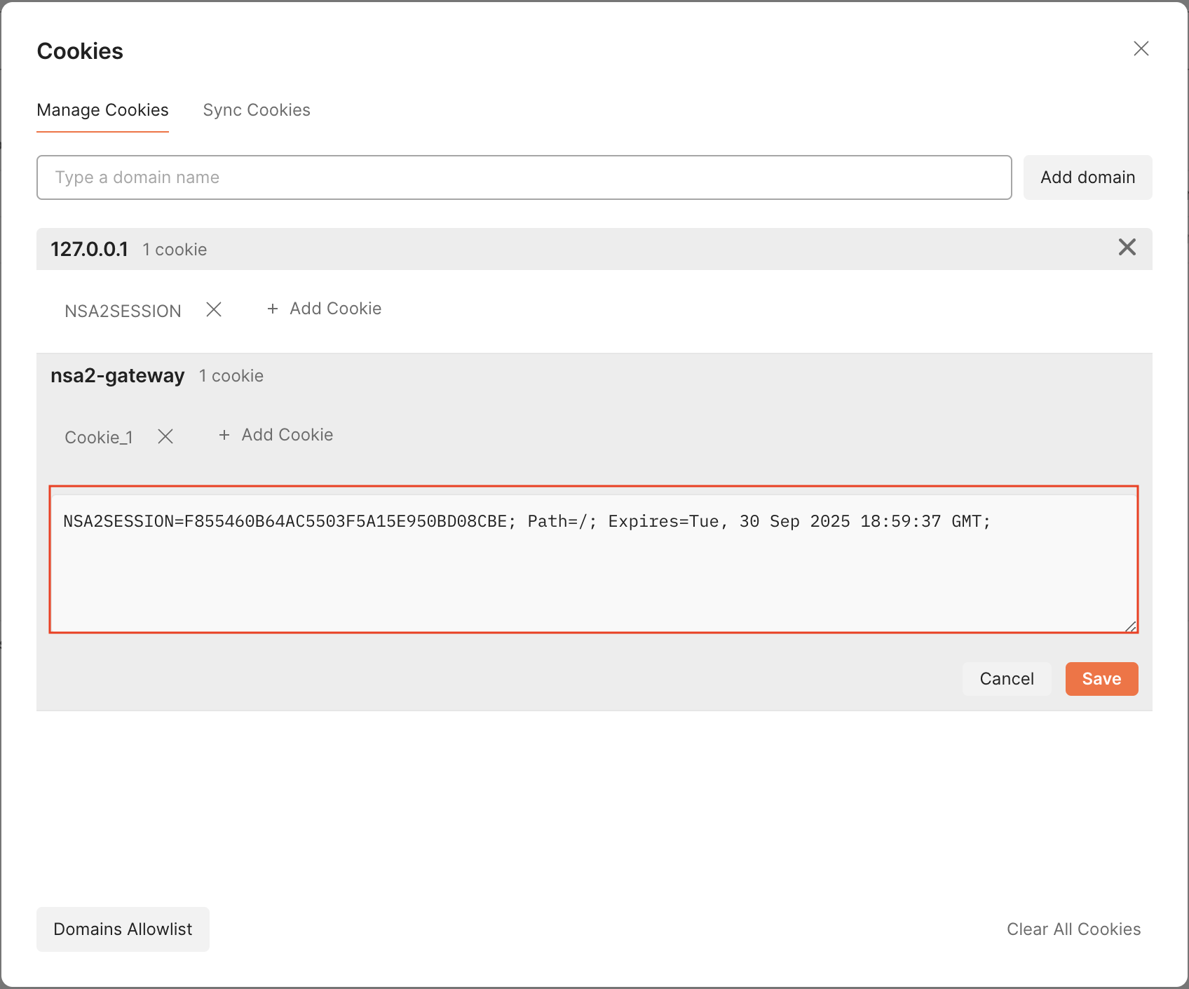 postman cookie manager
