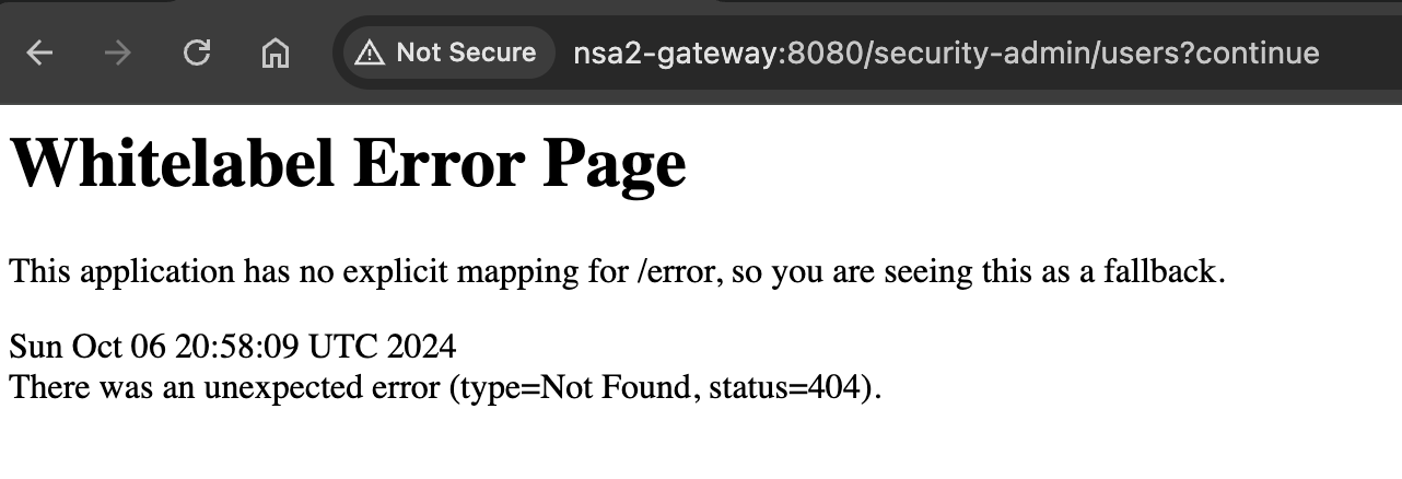 security admin notfound