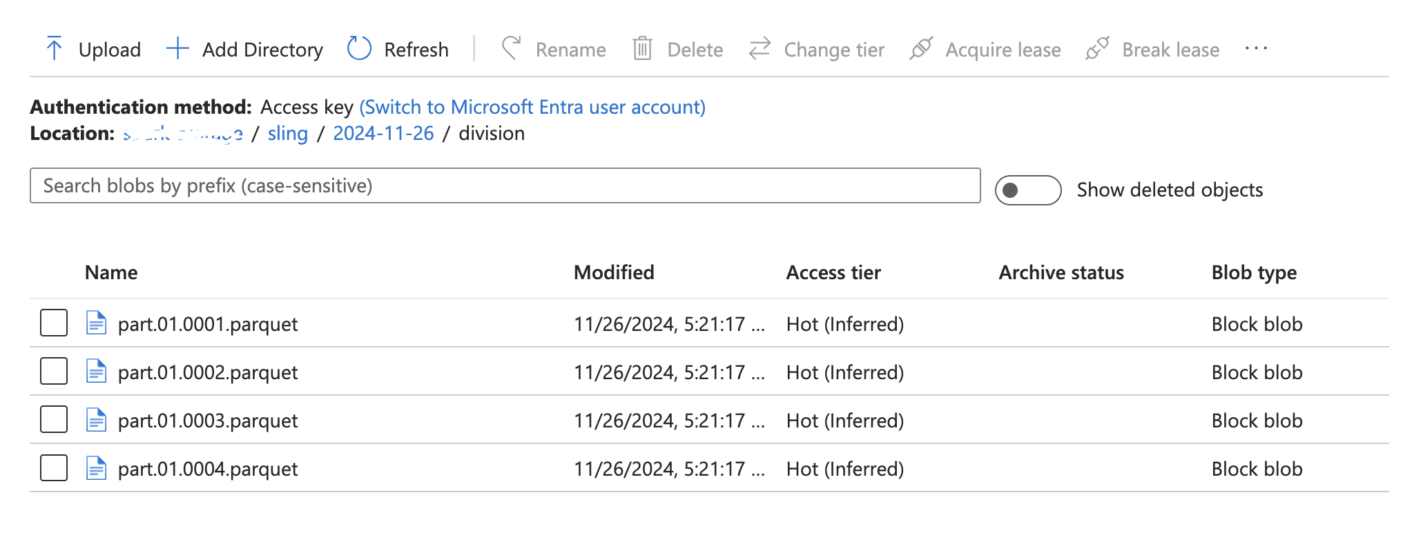 azure blob storage division