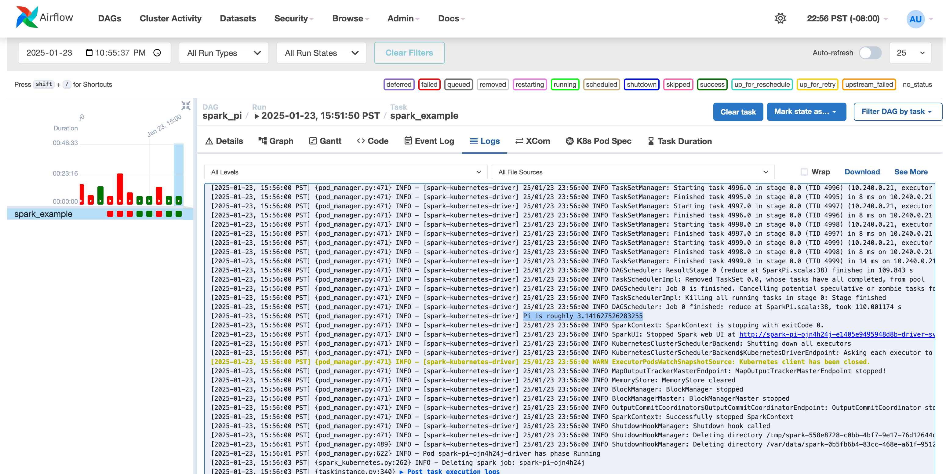 spark pi result