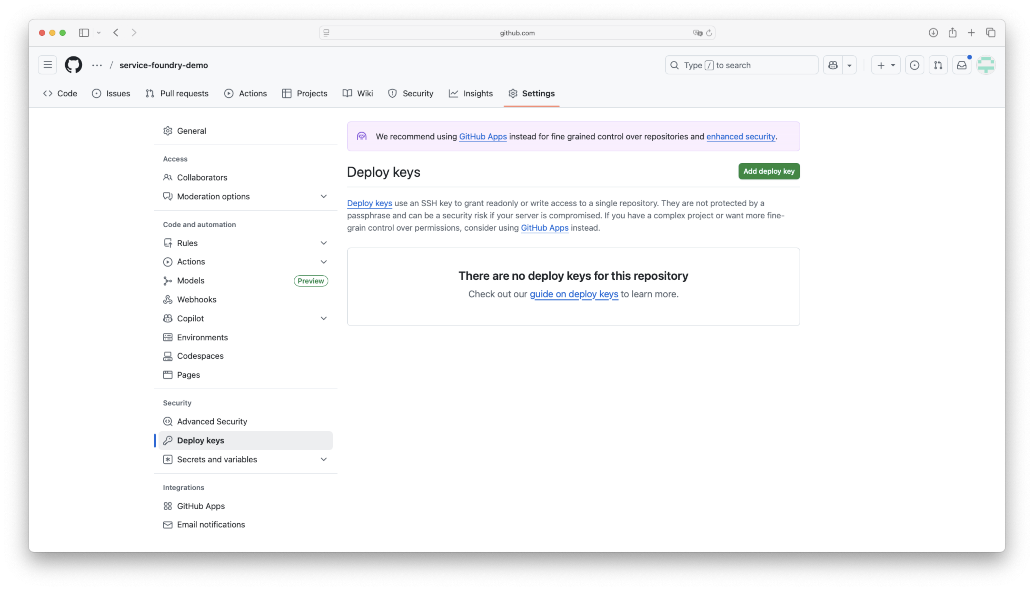 github add deploy key 1