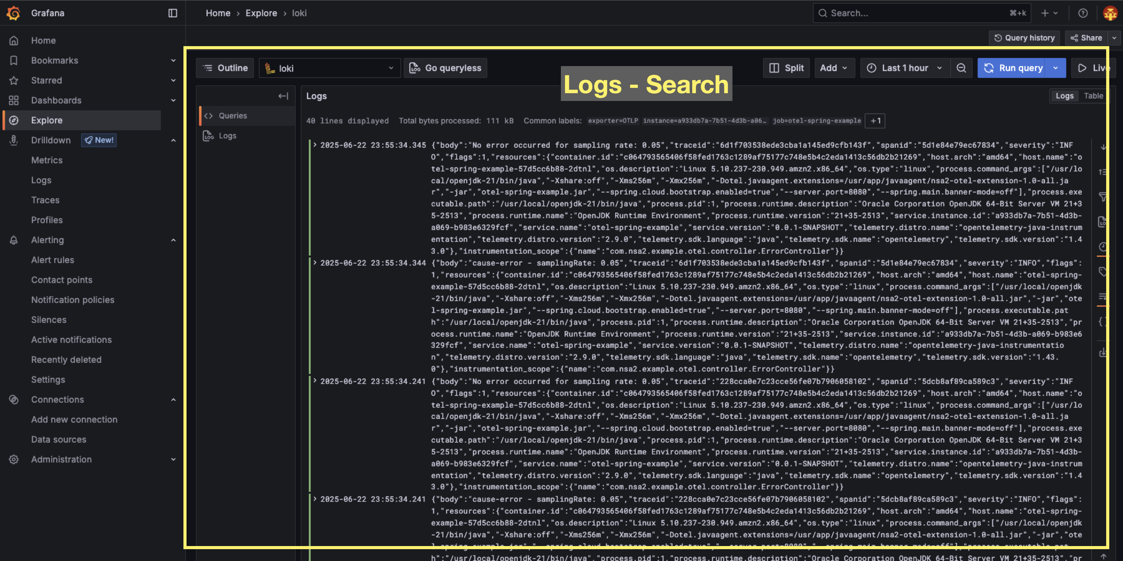 grafana logs