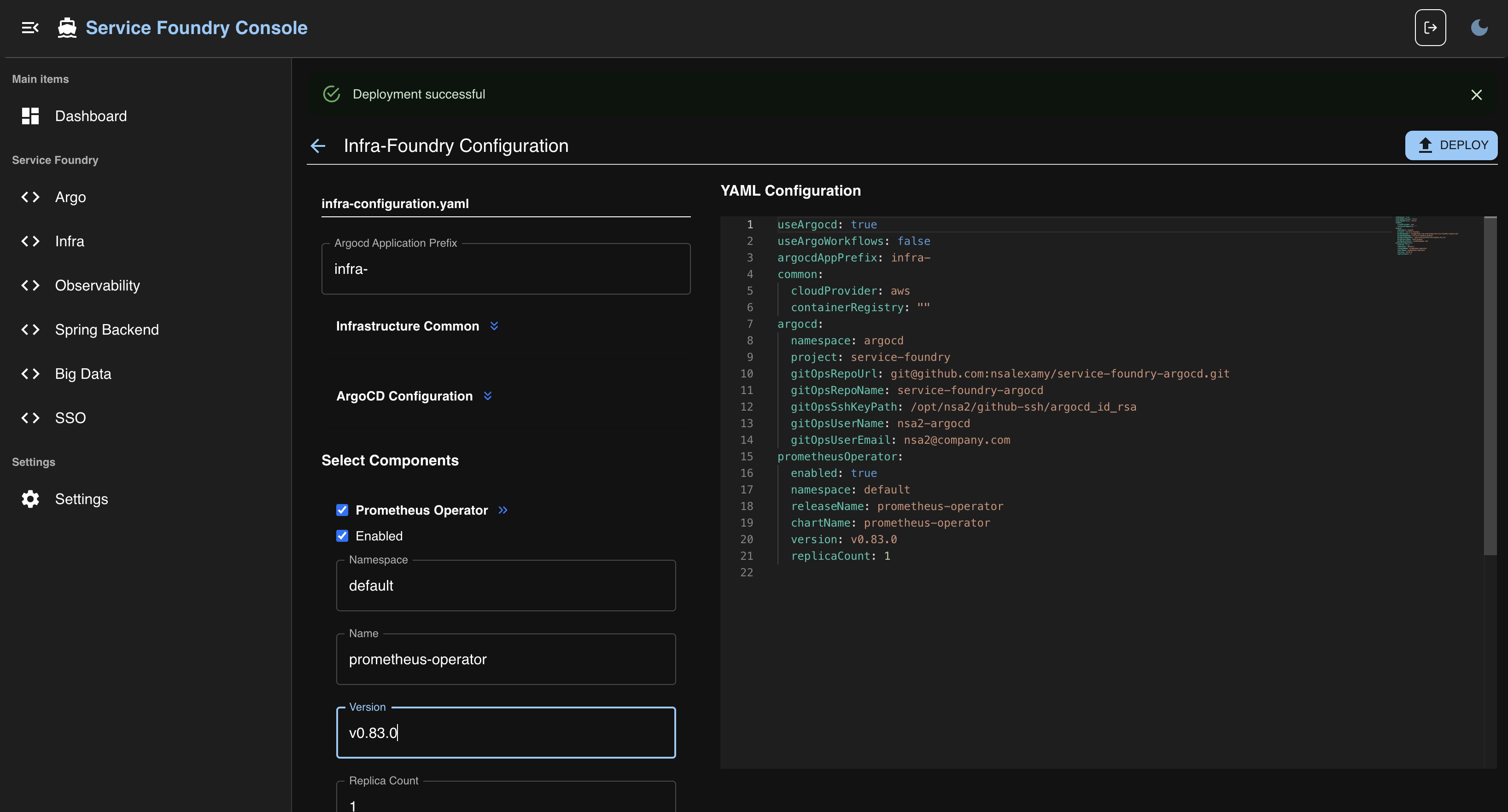 sfapp deploy dark