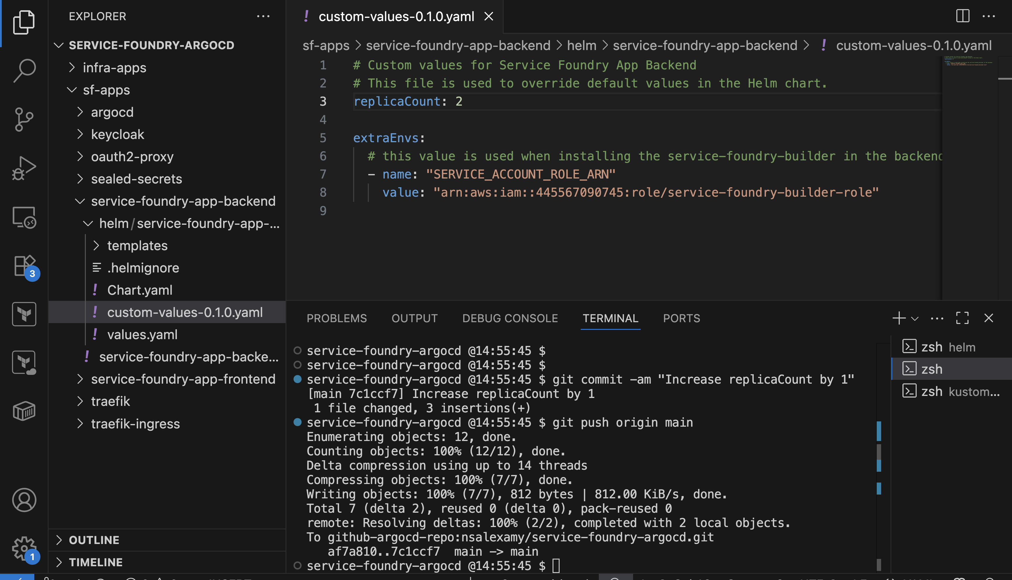 vscode edit custom values