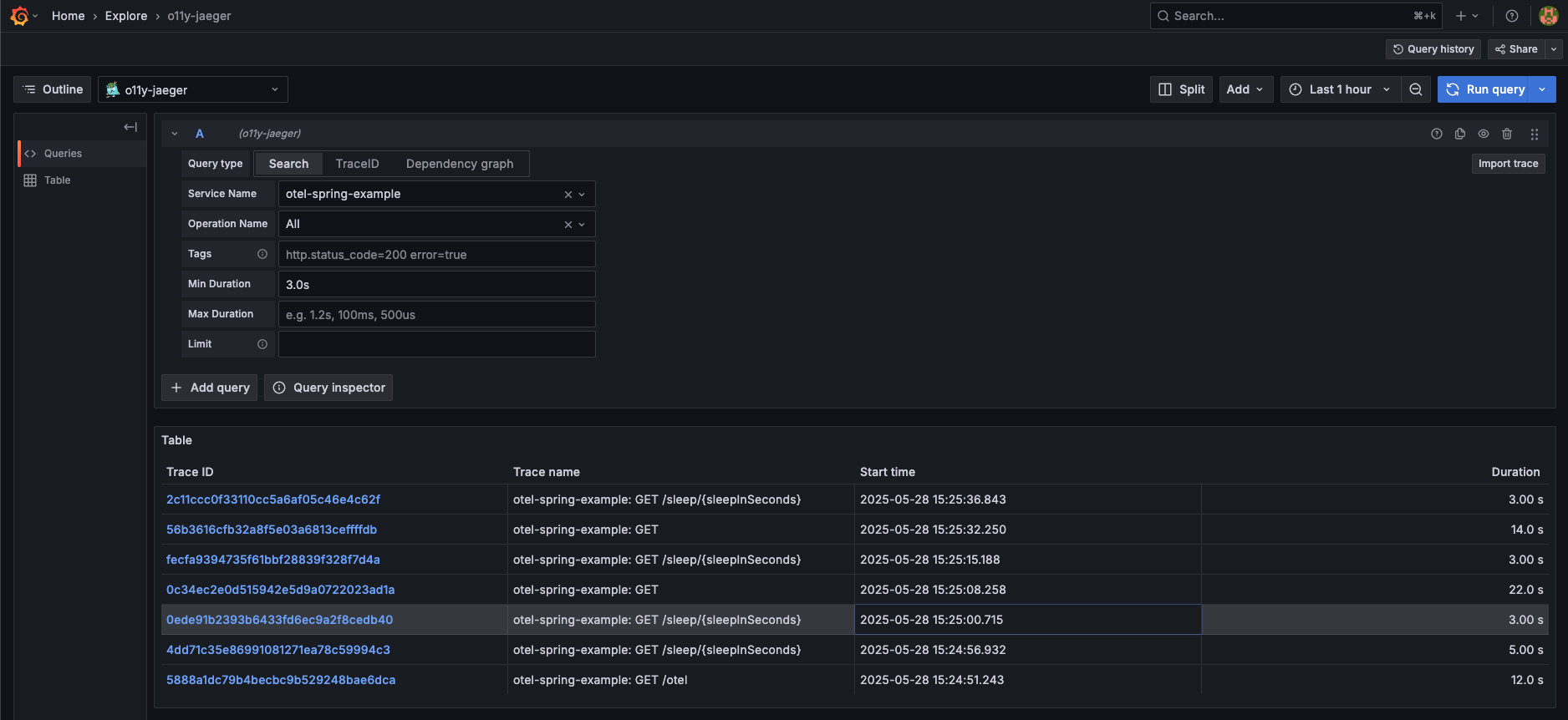 grafana explore jaeger search