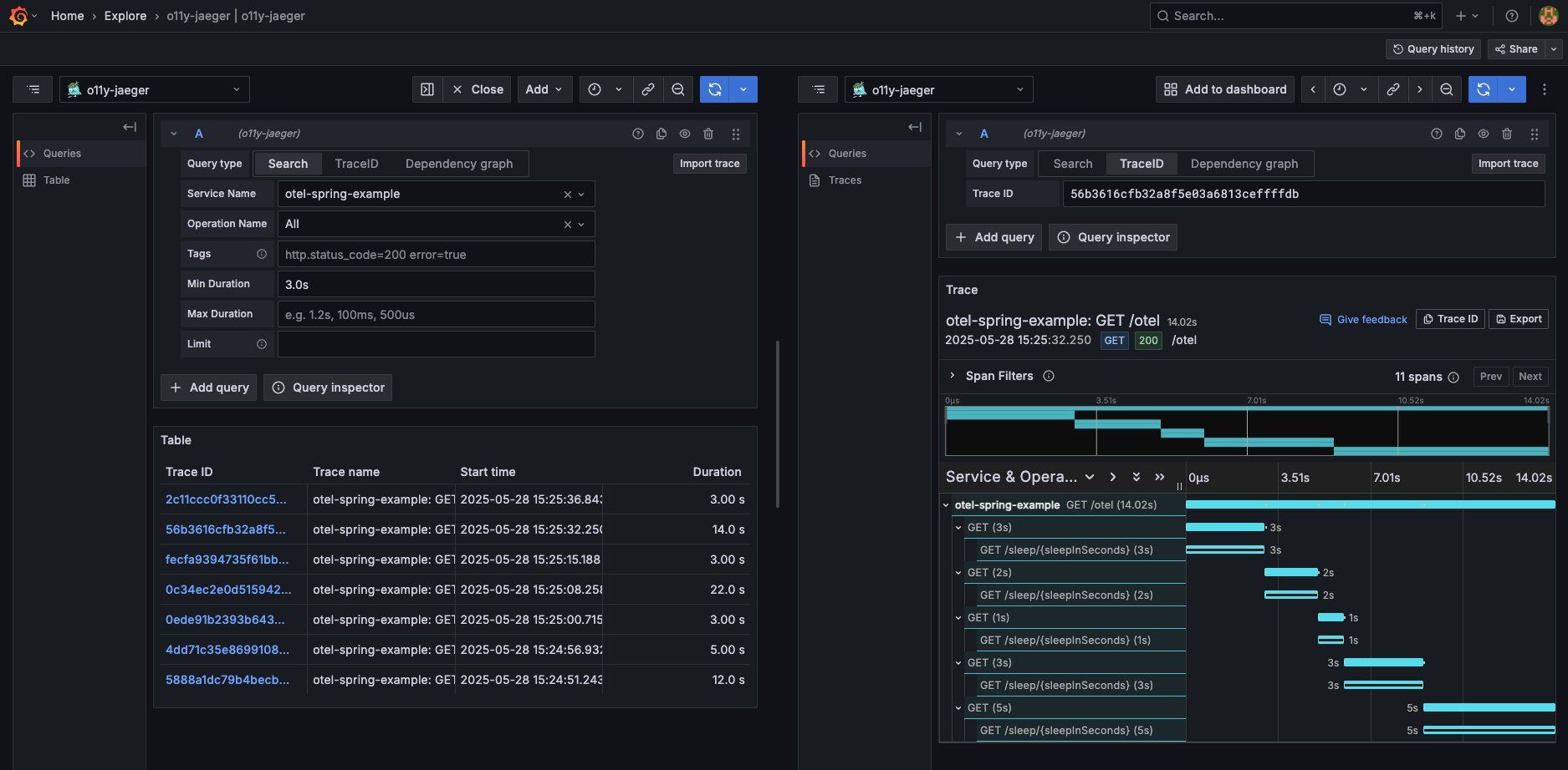 grafana explore trace details