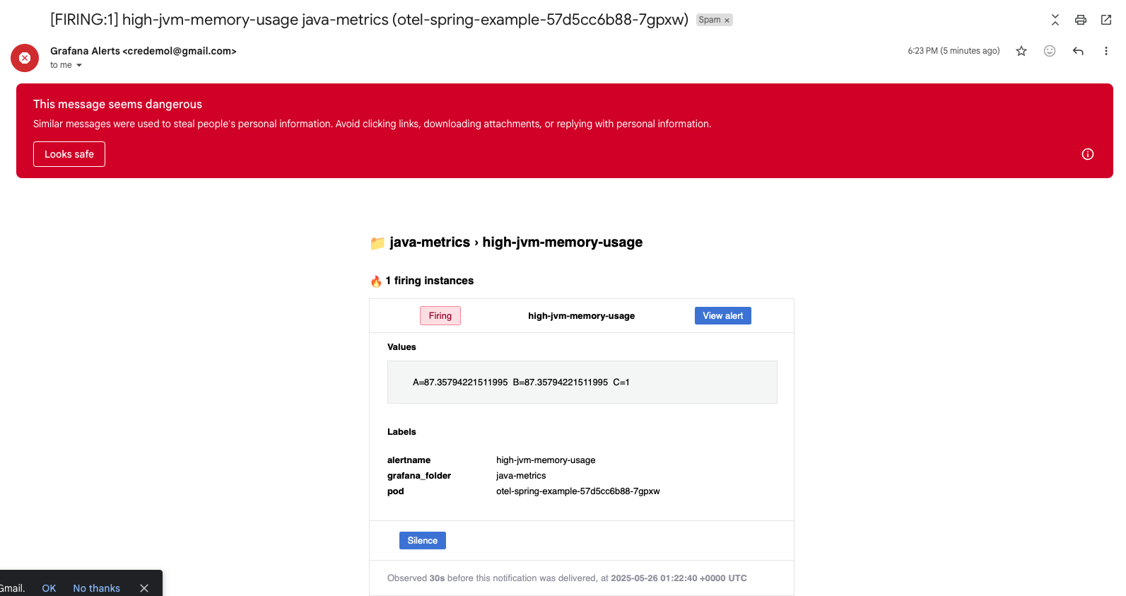 grafana alert email