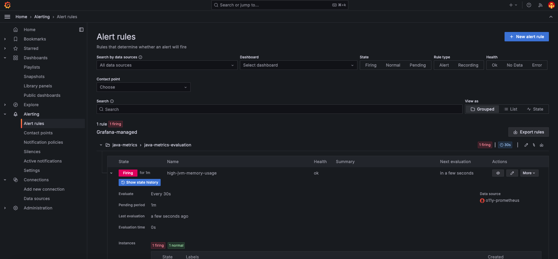 grafana alert rule triggered