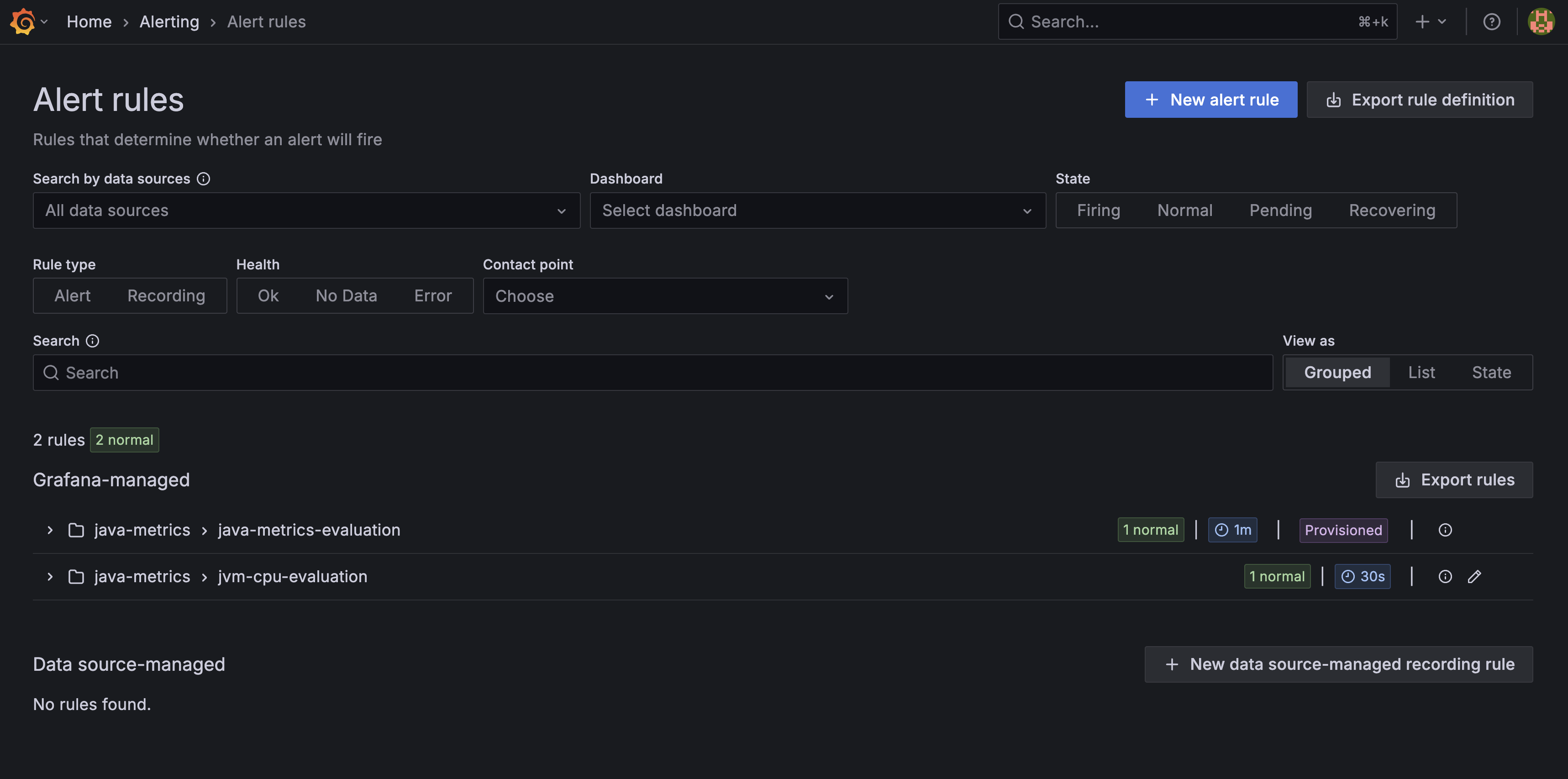 grafana alert rules