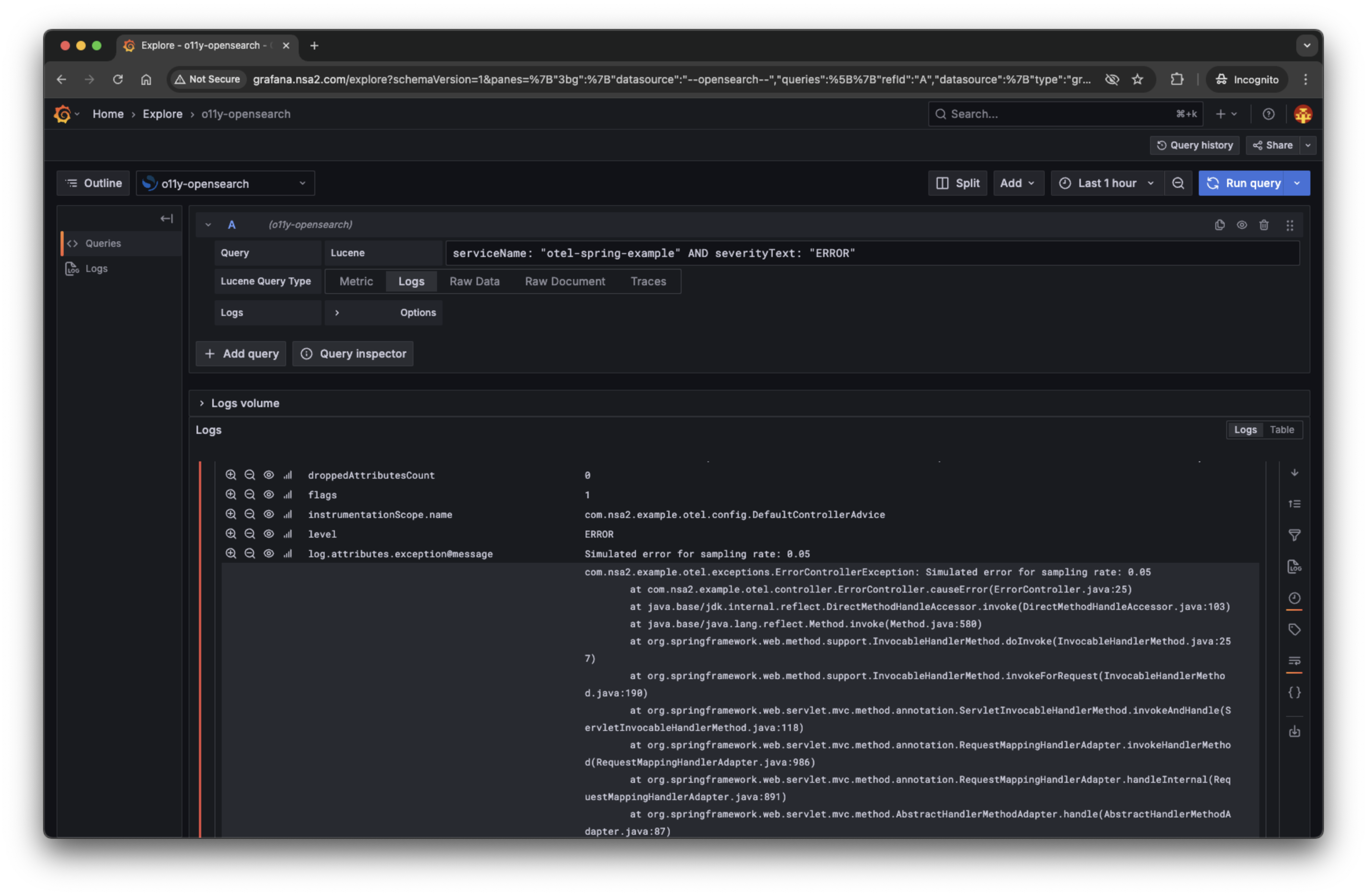 grafana explore logs details