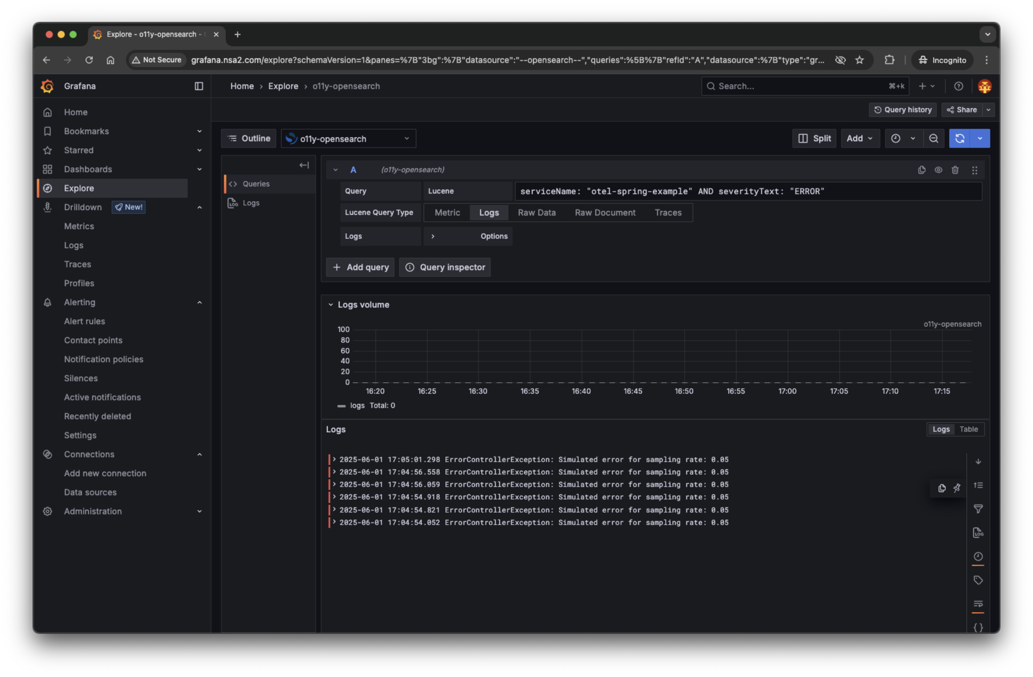 grafana explore logs