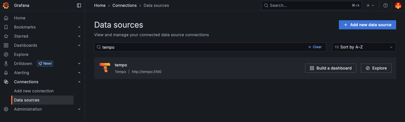 grafana datasources tempo