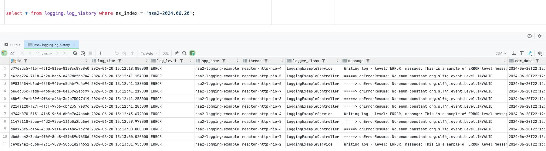 Query log_history table