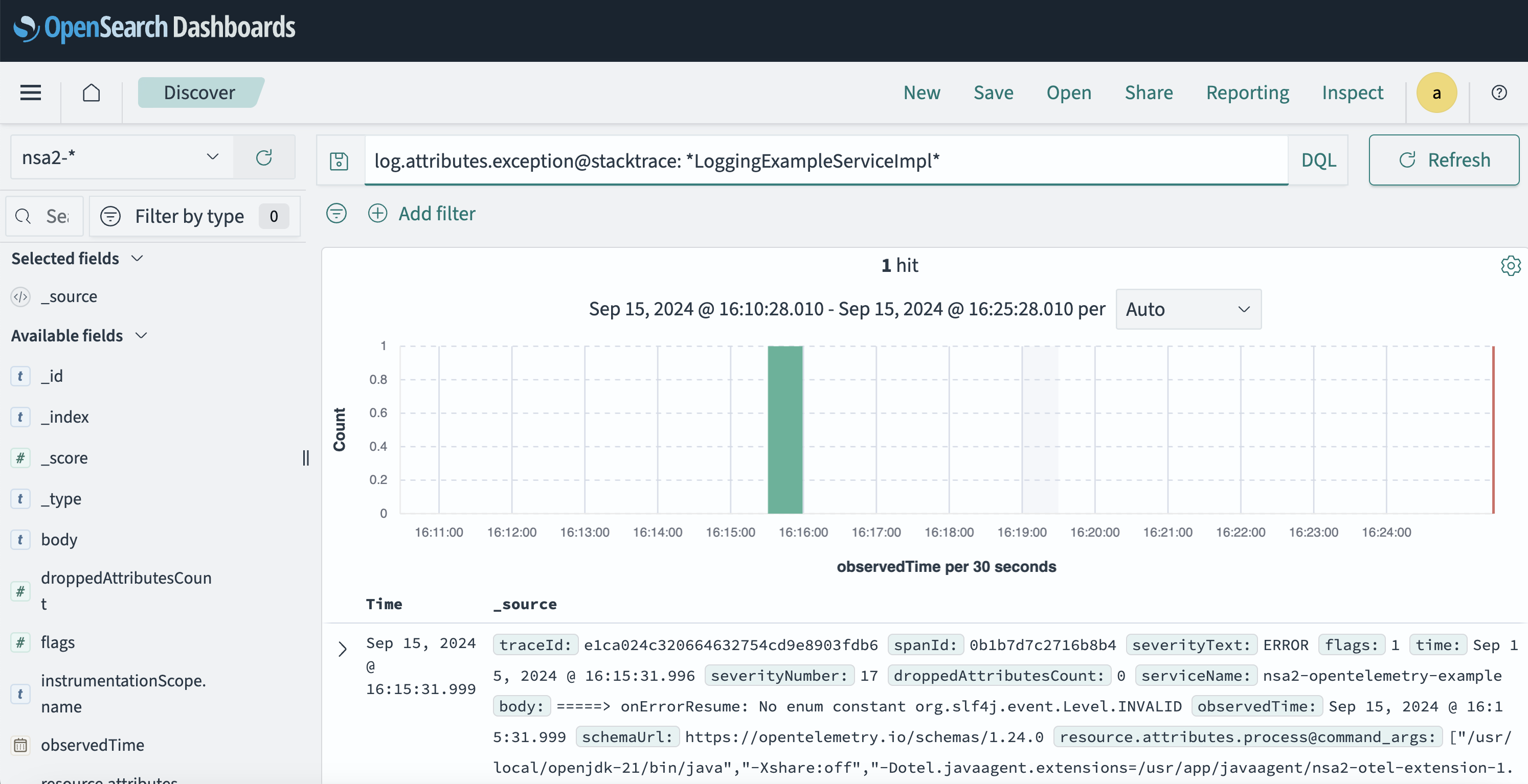 dashboards dql stacktrace