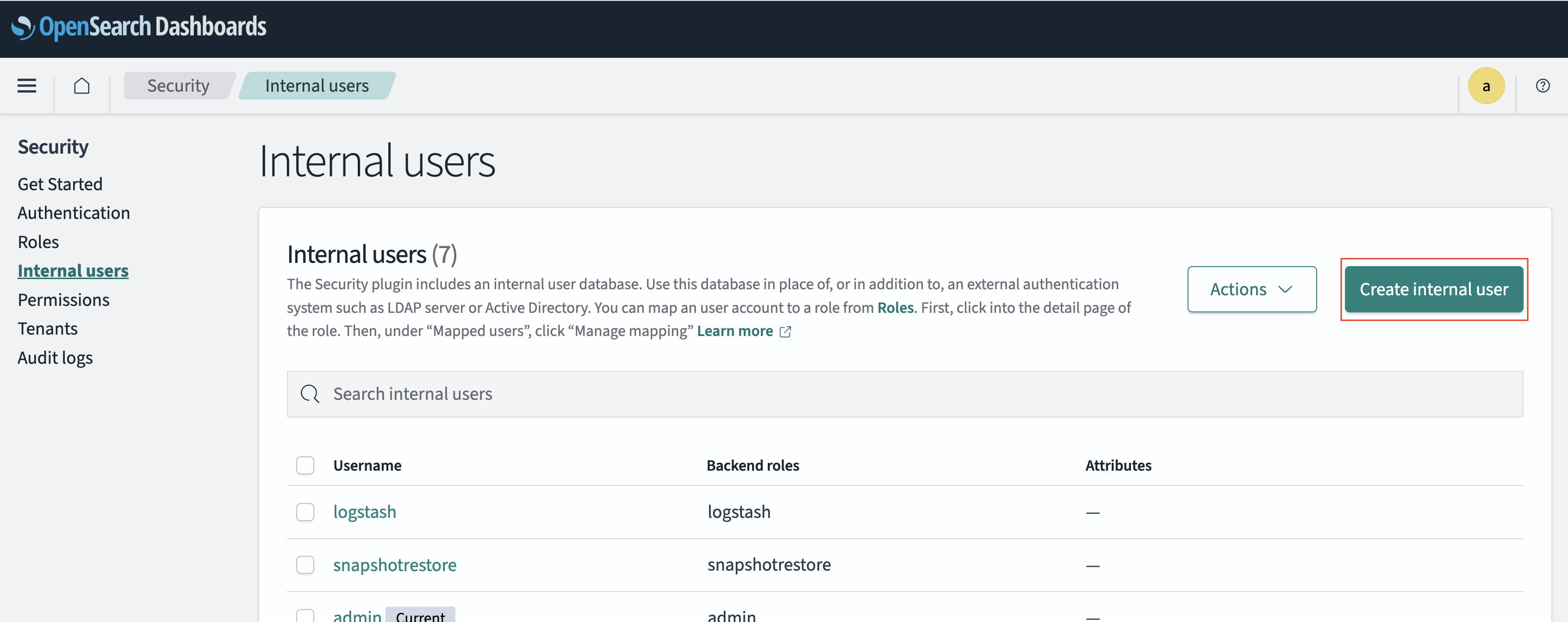 dashboards internal users create 1