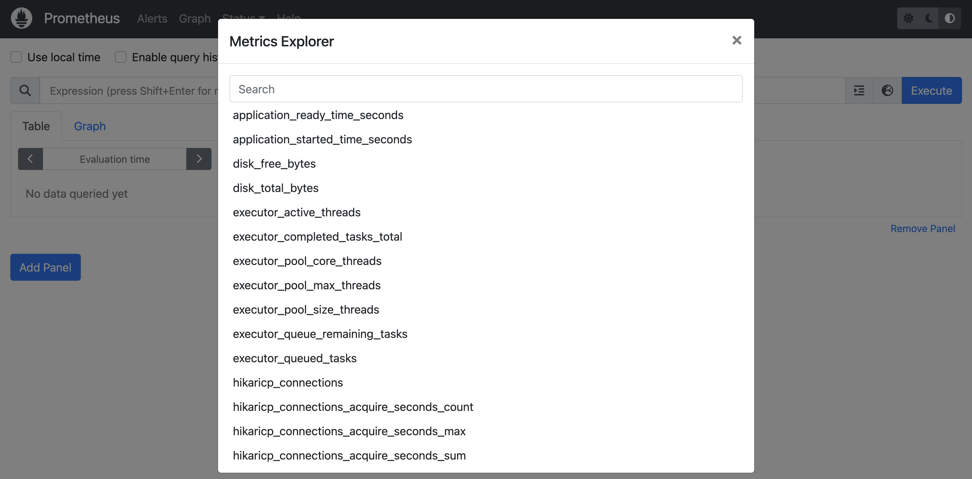 prometheus metrics explorer