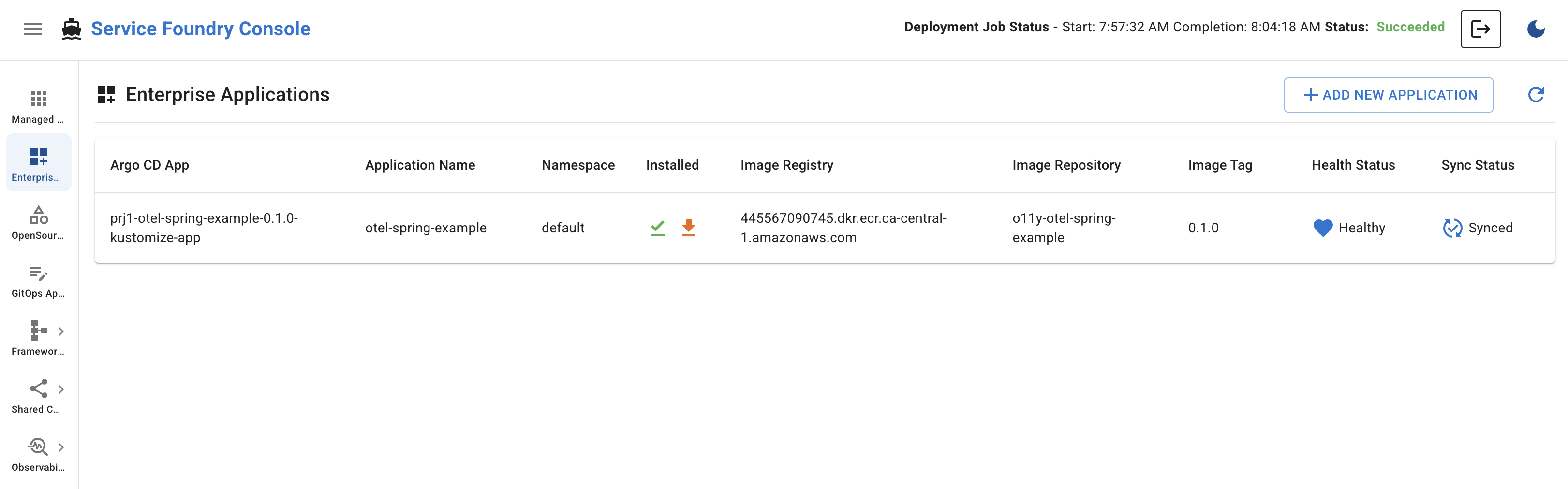 Enterprise Application Created