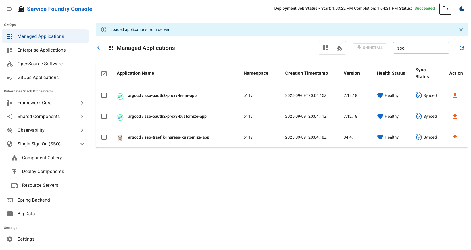 Managed Applications - SSO Stack