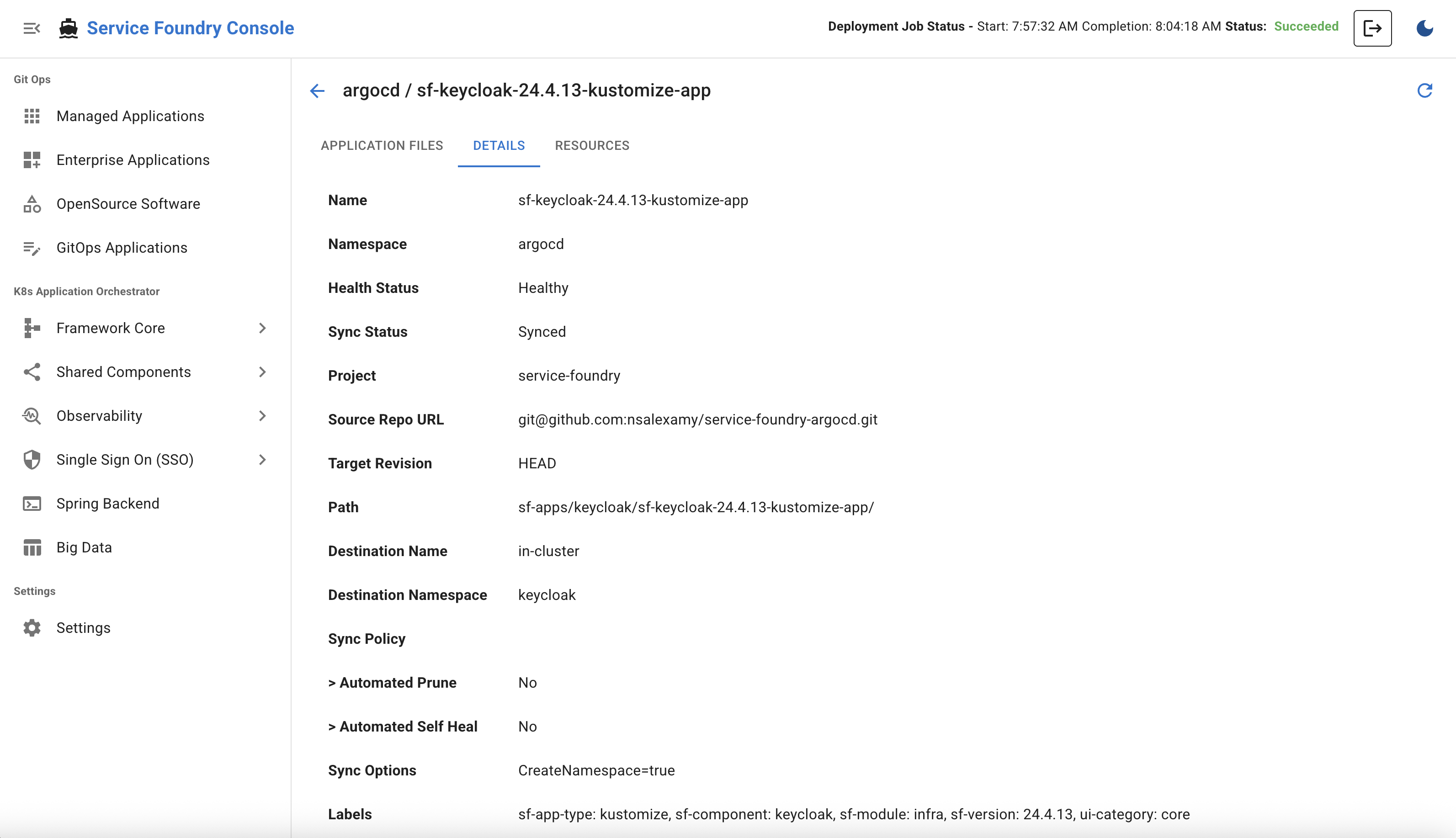 Application Details - Properties