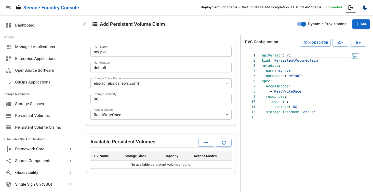 Add Persistent Volume Claim