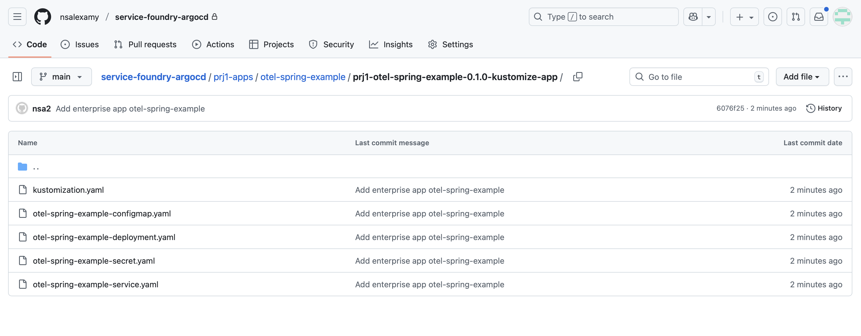 GitOps Repository - Enterprise Application Created
