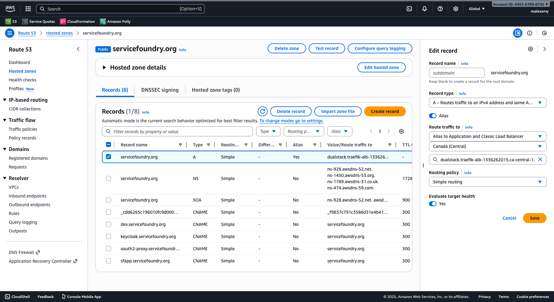 aws route53 update dns