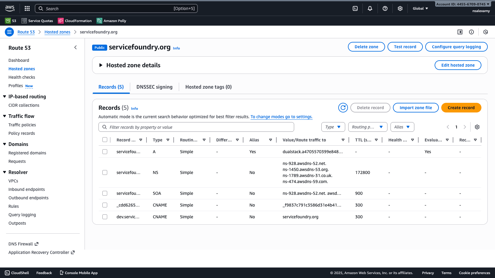 aws route 53 hosted zone