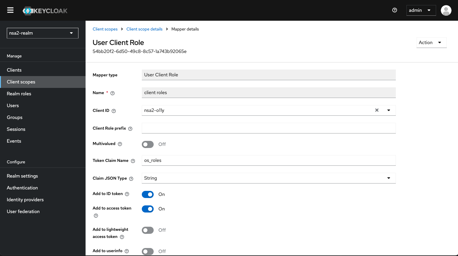 kc user client role