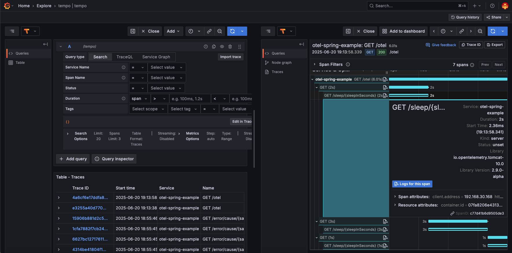 Grafana Explore for Traces Image